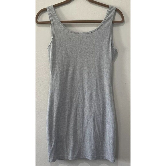 Superdown Kimmie Dress Size M Medium Gray Scoop Neck Ribbed Bodycon Tank Buttons - Picture 2 of 7